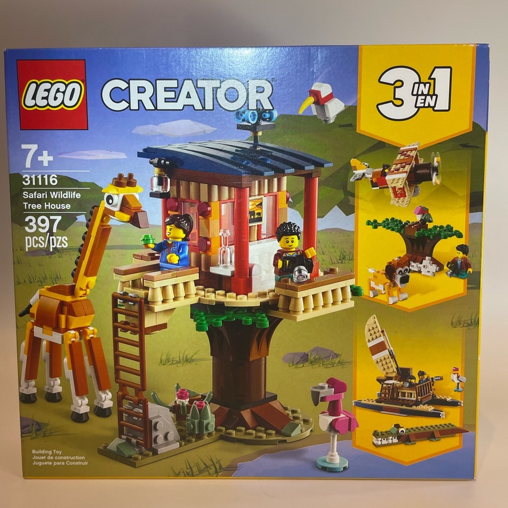 LEGO’S CREATOR 3-in-1 ‘SAFARI WILDLIFE TREE HOUSE’ #31116 (386 pieces)